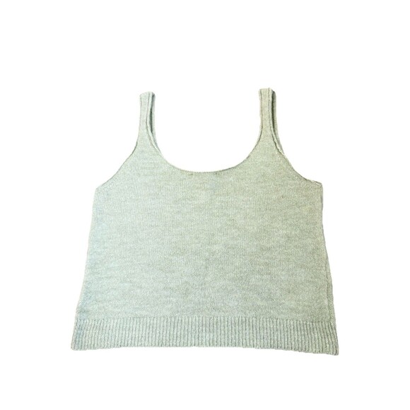 MNG Cropped Green Knit Embroidered Flower Sleeveless Top Tank Medium - Picture 6 of 6